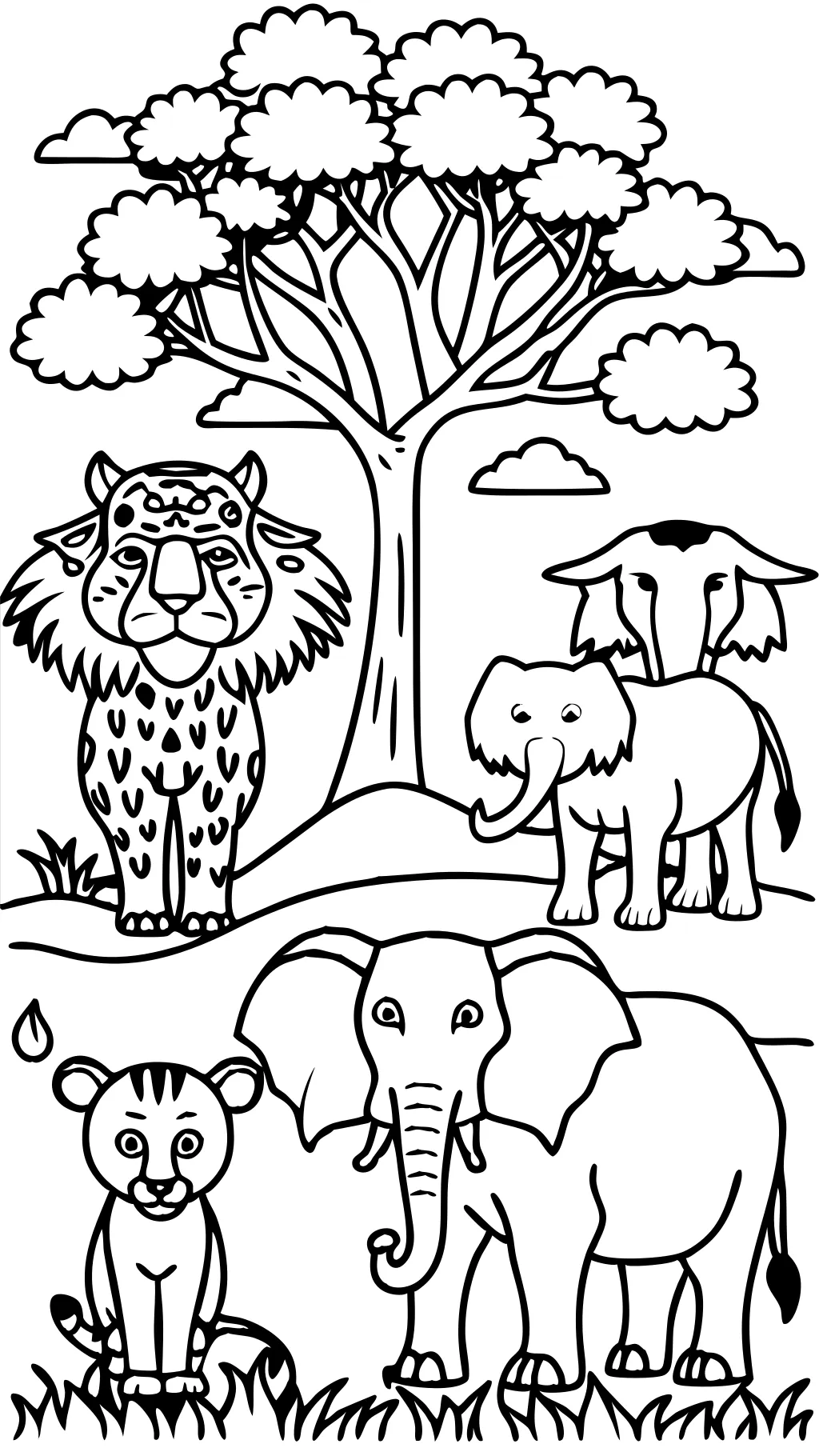 páginas para colorear de safari de animales